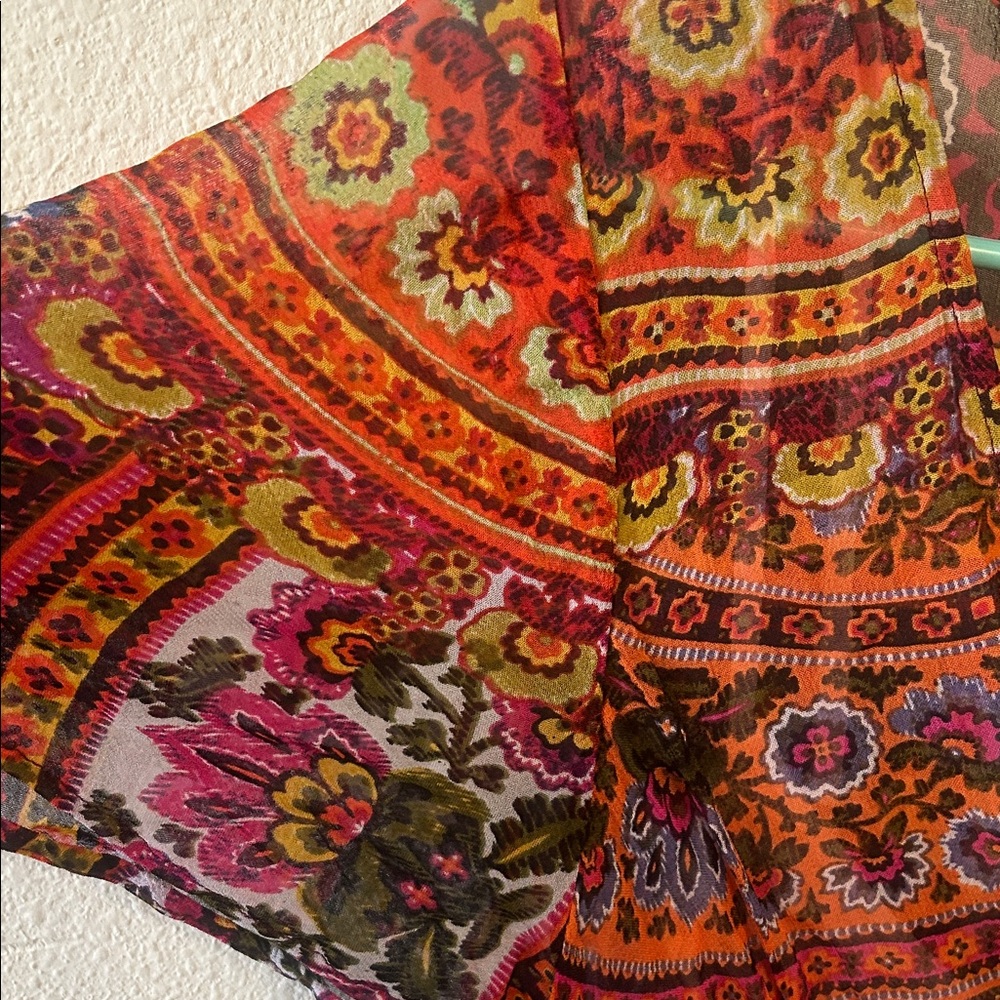 Anthropologie Red Paisley Boho Wrap Maxi Dress - Picture 6 of 8